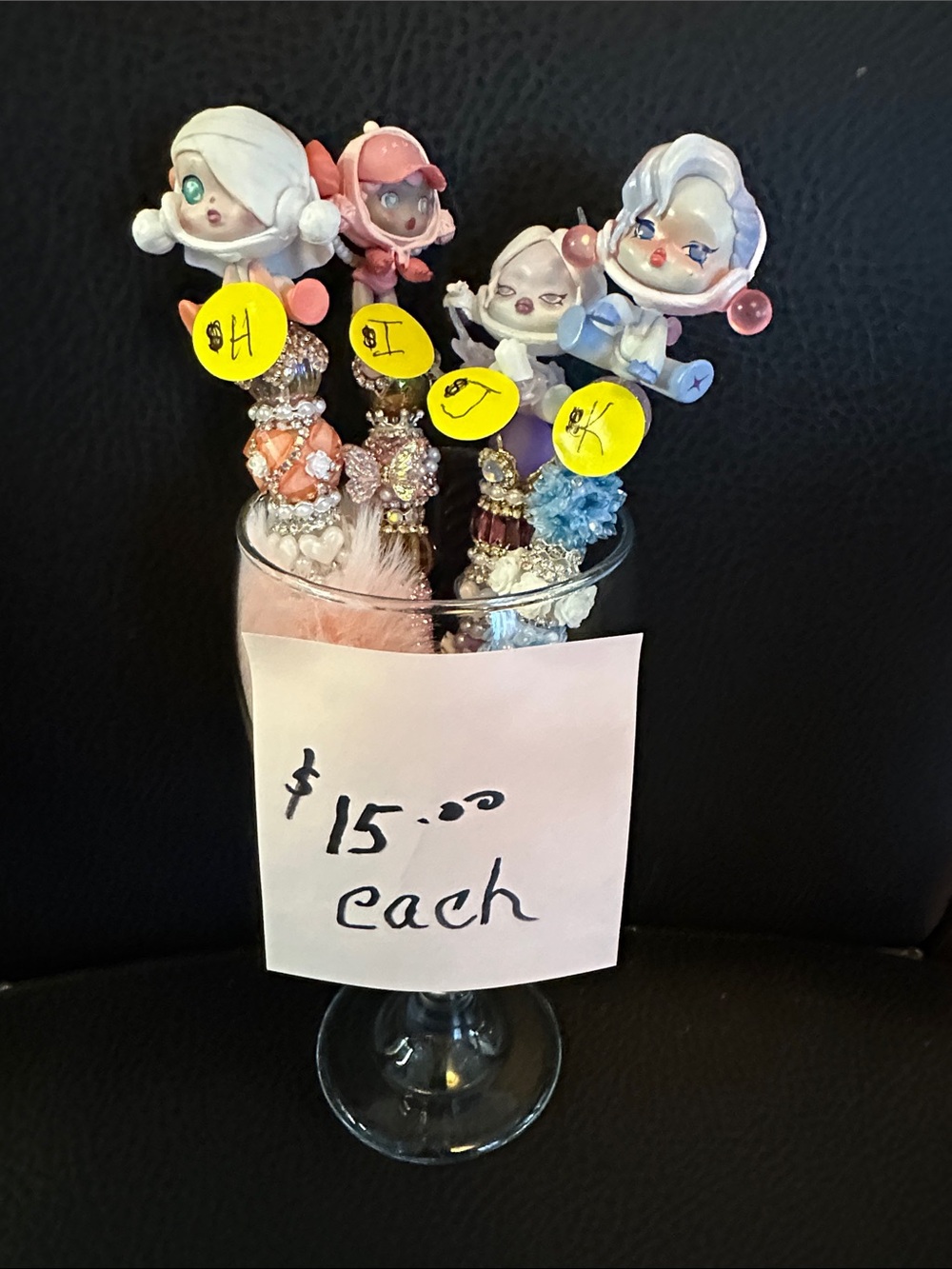 Whimsical Doll-Top Decorative Pens - Pastel Pink, Blue, Coral